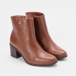 Ankle Boot Via Marte Couro Caramelo