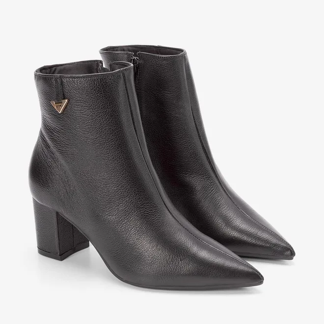 Ankle Boot Via Marte Couro Detalhe Lateral Preto