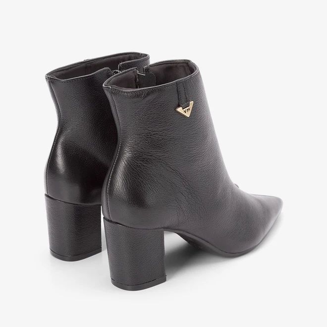 Ankle Boot Via Marte Couro Detalhe Lateral Preto