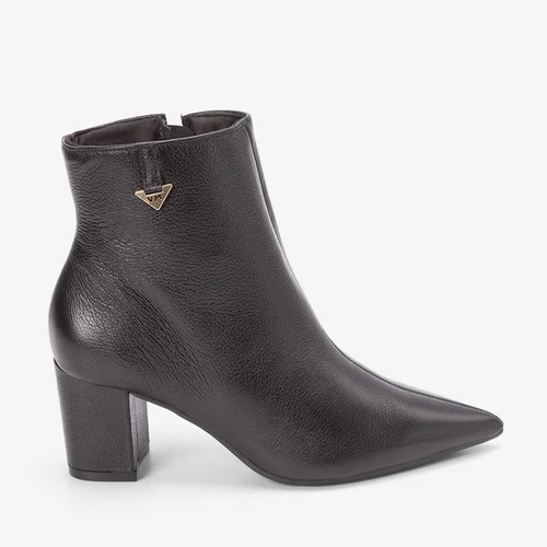 Ankle Boot Via Marte Couro Detalhe Lateral Preto