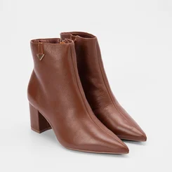 Ankle Boot Via Marte Couro Detalhe Lateral Marrom