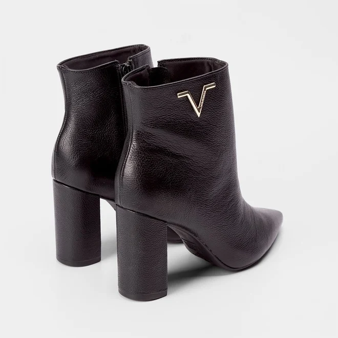 Ankle Boot Via Marte Couro Logo Lateral Preto
