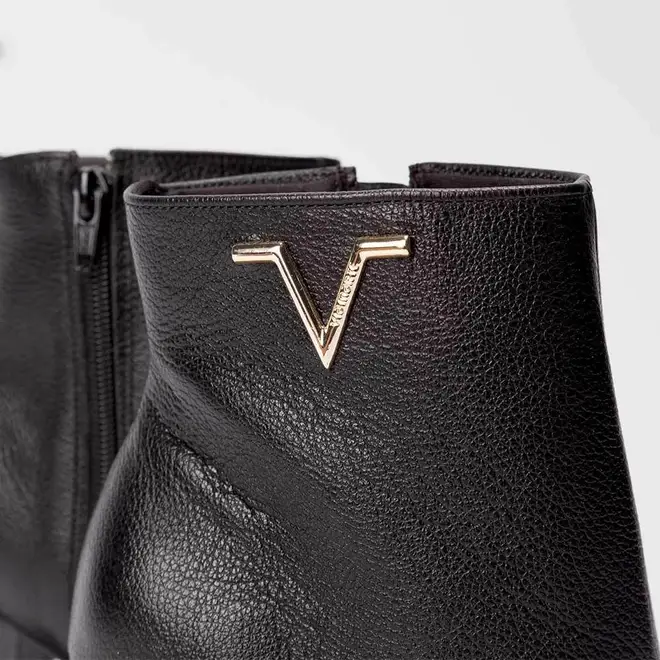 Ankle Boot Via Marte Couro Logo Lateral Preto