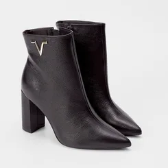 Ankle Boot Via Marte Couro Logo Lateral Preto