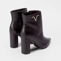 Ankle Boot Via Marte Couro Logo Lateral Preto