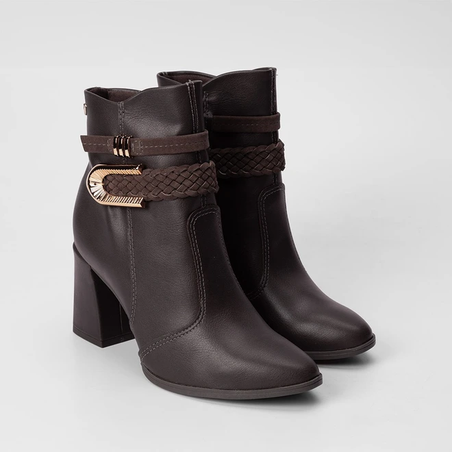 Ankle Boot Mississipi Fivelas Estilizadas Marrom