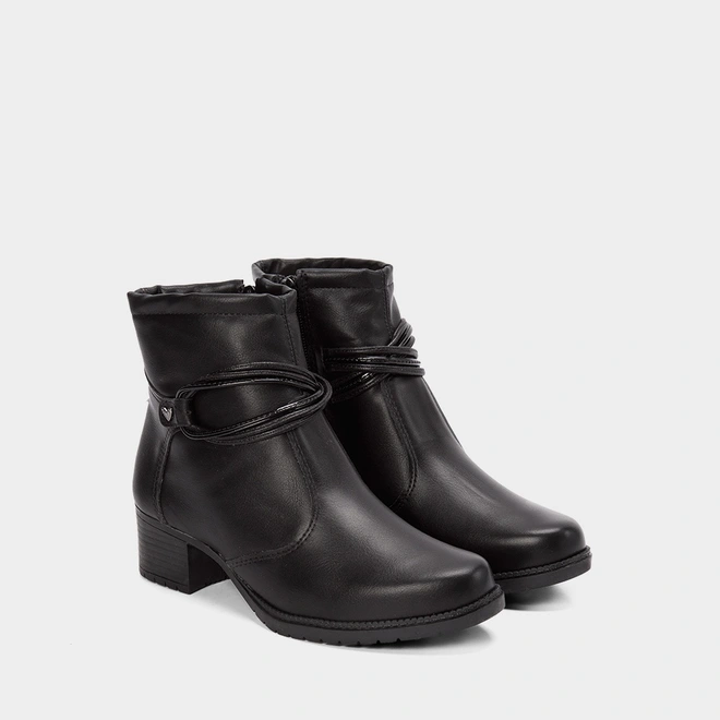 Ankle Boot Mississipi Detalhe Tiras Cruzadas Preta