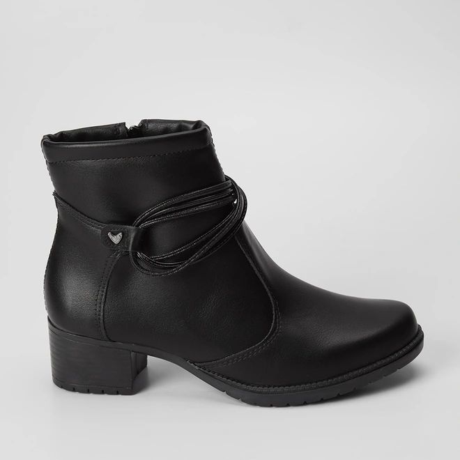 Ankle Boot Mississipi Detalhe Tiras Cruzadas Preta
