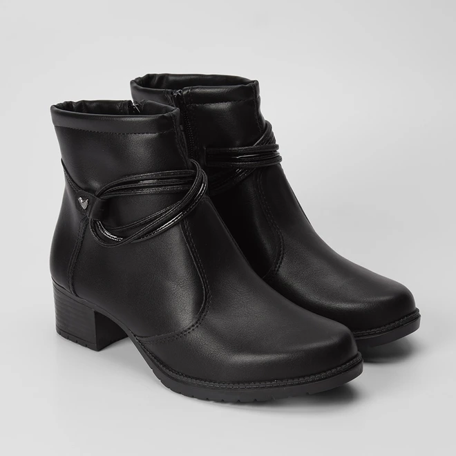 Ankle Boot Mississipi Detalhe Tiras Cruzadas Preta