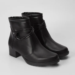 Ankle Boot Mississipi Detalhe Tiras Cruzadas Preta