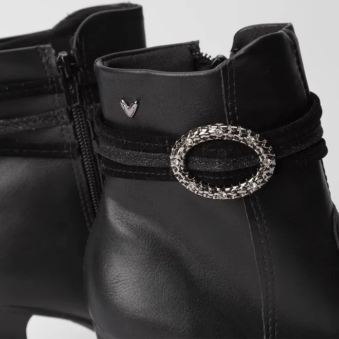 Ankle Boot Mississipi Salto Flare Tira Estilizada Preto