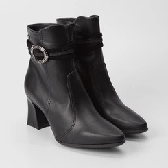 Ankle Boot Mississipi Salto Flare Tira Estilizada Preto