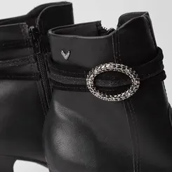 Ankle Boot Mississipi Salto Flare Tira Estilizada Preto