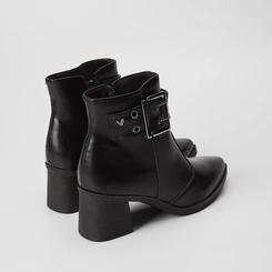 Ankle Boot Feminino Mississipi Enfeite Fivela & Ilhós Preto