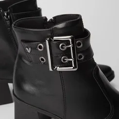 Ankle Boot Feminino Mississipi Enfeite Fivela & Ilhós Preto