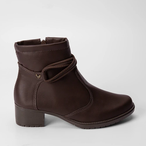 Ankle Boot Mississipi Detalhe Tiras Cruzadas Marrom