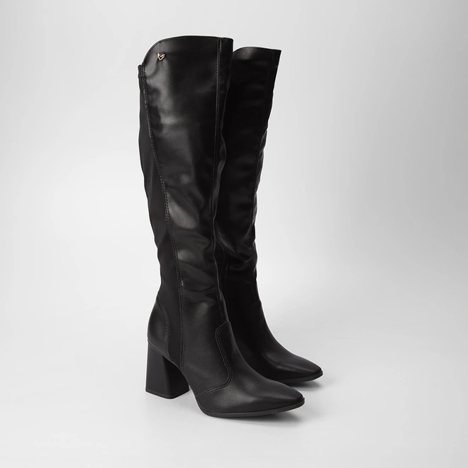 Bota Mississipi Cano Longo Salto Bloco Preta