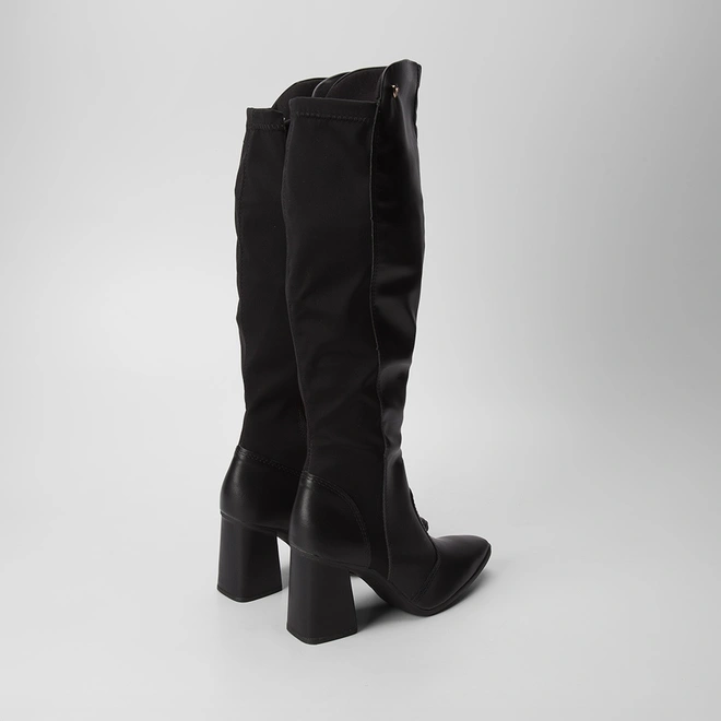 Bota Mississipi Cano Longo Salto Bloco Preta