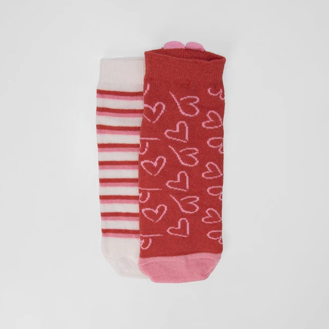 Kit Meia Cano Curto Stz 2 Pares 34-38 Love Vermelho