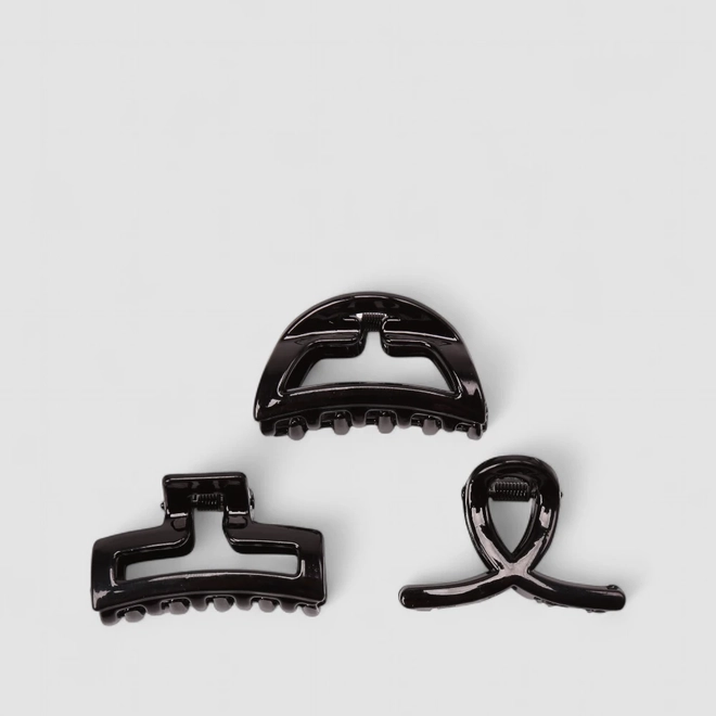 Kit 3 Prendedores de Cabelo Gabriela Beauty Garra Preto