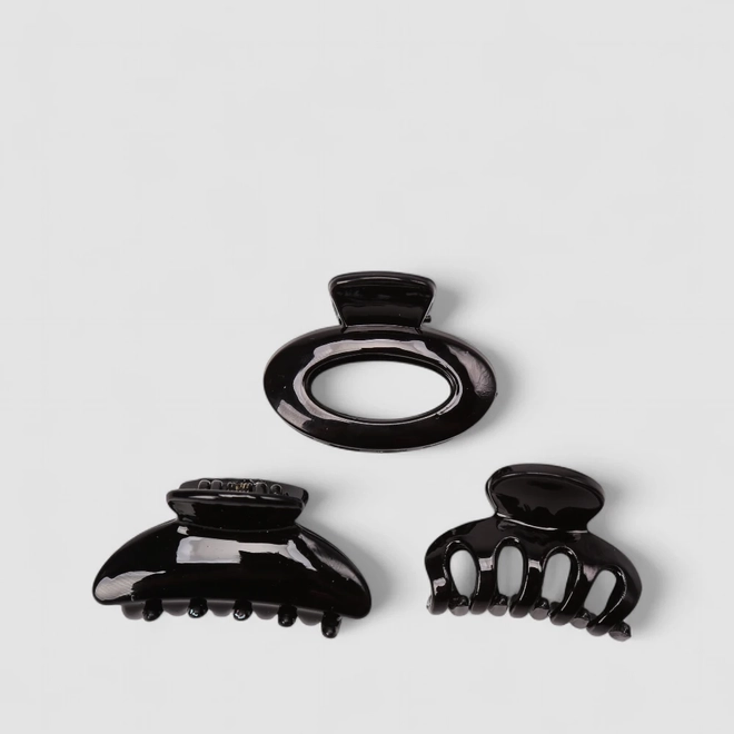 Kit 3 Prendedores De Cabelo Gabriela Beauty Preto