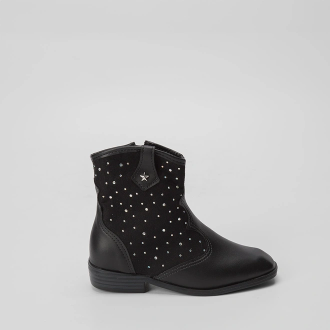 Bota Infantil Molekinha Country Texana Glam Detalhe Rebites Preto