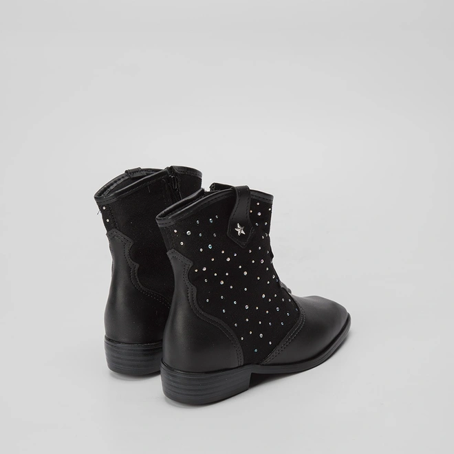 Bota Infantil Molekinha Country Texana Glam Detalhe Rebites Preto