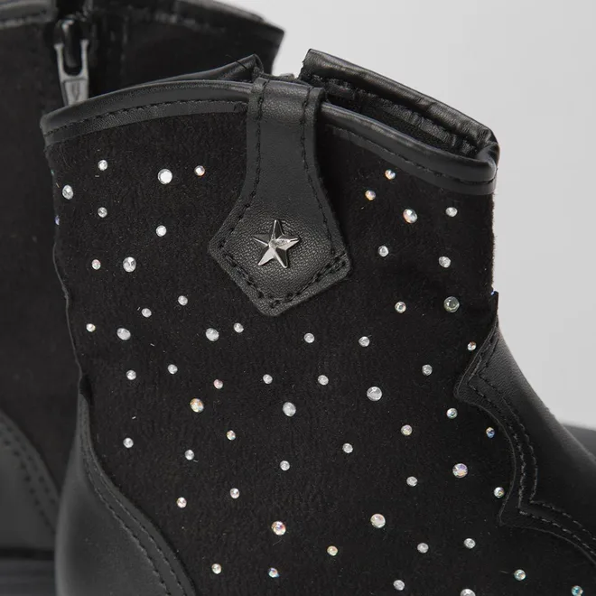 Bota Infantil Molekinha Country Texana Glam Detalhe Rebites Preto