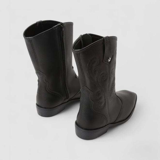 Bota Infantil Molekinha Country Texana Cano Alto Pespontos Preto