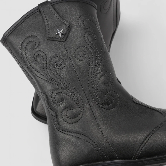 Bota Infantil Molekinha Country Texana Cano Alto Pespontos Preto
