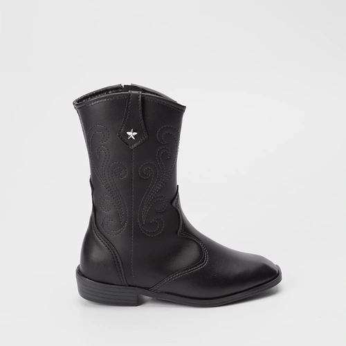 Bota Infantil Molekinha Country Texana Cano Alto Pespontos Preto
