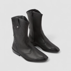 Bota Infantil Molekinha Country Texana Cano Alto Pespontos Preto