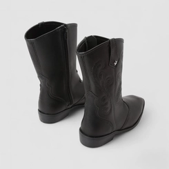 Bota Infantil Molekinha Country Texana Cano Alto Pespontos Preto