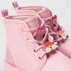 Bota Coturno Molekinha Bebê Aplicação Happy Rosa