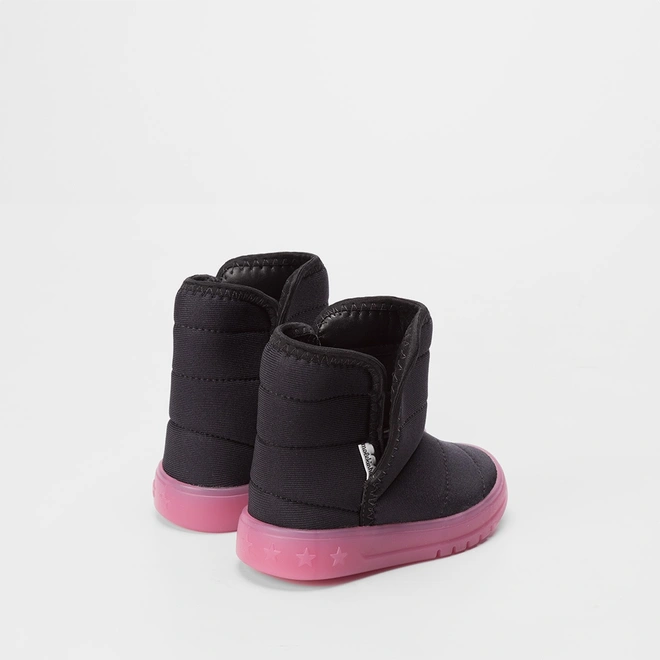 Bota Infantil Molekinha Comfy Detalhe Estrela Preto & Rosa
