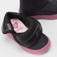 Bota Infantil Molekinha Comfy Detalhe Estrela Preto & Rosa