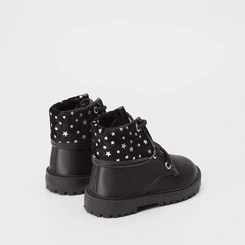 Bota Coturno Bebê Molekinha Dobrável Detalhe Estrela Peluciada Preto