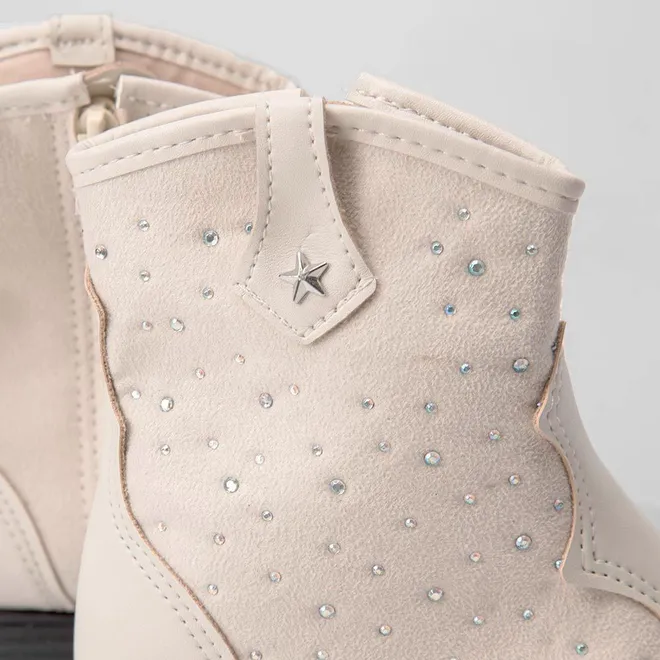 Bota Infantil Molekinha Country Texana Rebites Off White