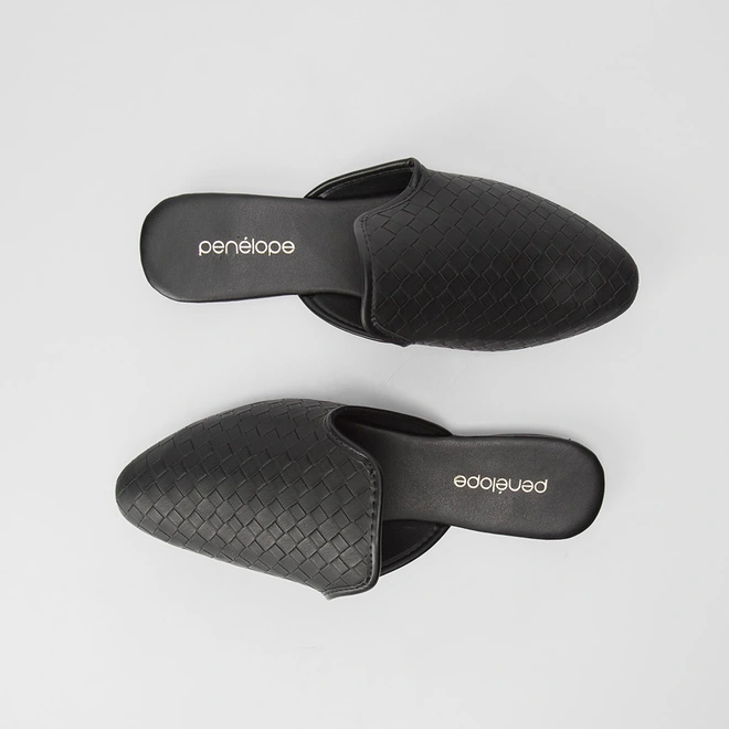Mule Penélope Textura Tressê Preto