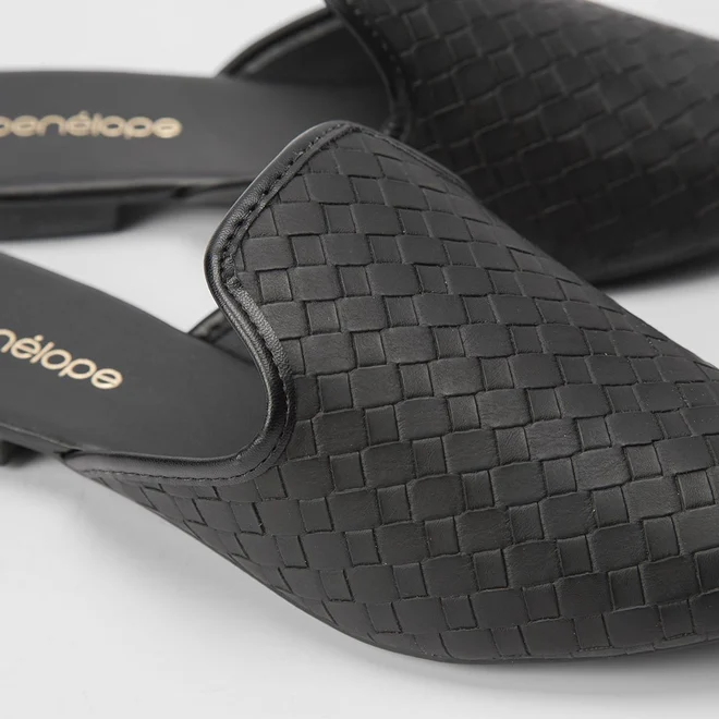 Mule Penélope Textura Tressê Preto