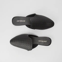 Mule Penélope Textura Tressê Preto