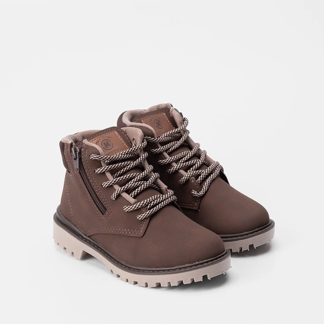 Bota Coturno Infantil Molekinho Zíper Lateral Marrom Escuro