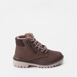 Bota Coturno Infantil Molekinho Zíper Lateral Marrom Escuro