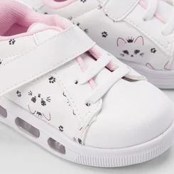 Tênis Bebê Grugui Casual Led Gatinhos Branco