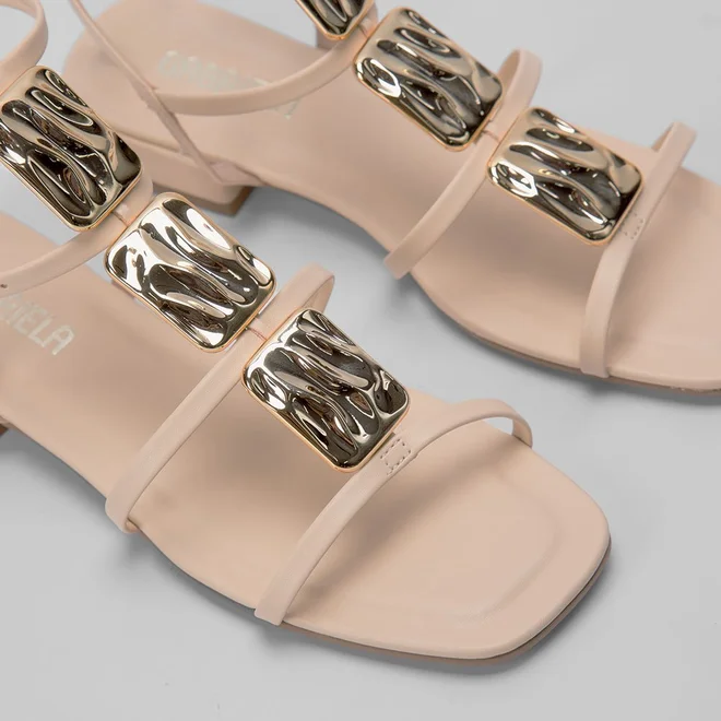 Sandália Gabriela Gladiadora Metal Off White