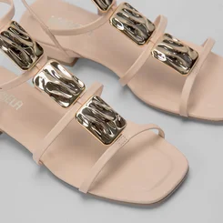 Sandália Gabriela Gladiadora Metal Off White