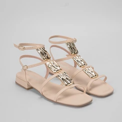 Sandália Gabriela Gladiadora Metal Off White