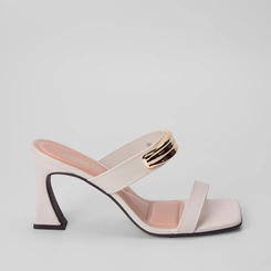 Tamanco Gabriela Salto Flare Tira Enfeite Off White