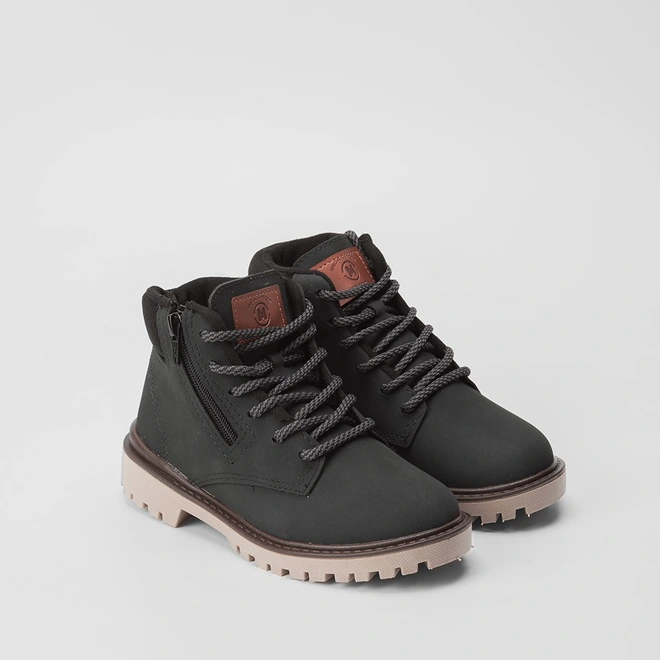 Bota Coturno Infantil Molekinho Zíper Lateral Preto