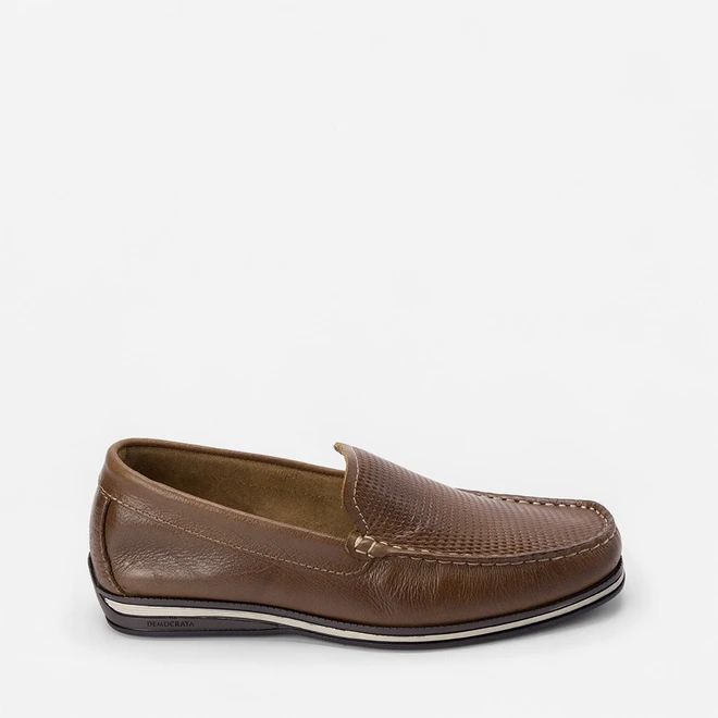 Mocassim Democrata Ted Easy Couro Marrom